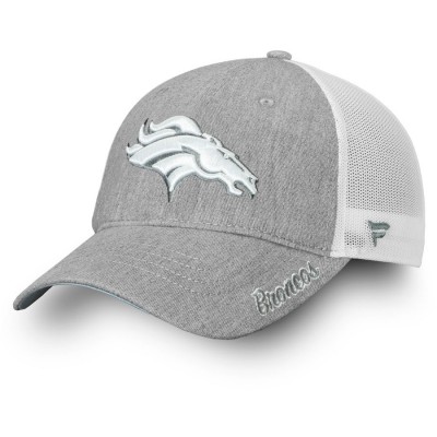 Women's Denver Broncos NFL Pro Line by Fanatics Branded Heathered Gray/White Lux Slate Trucker Adjustable Hat 2998656